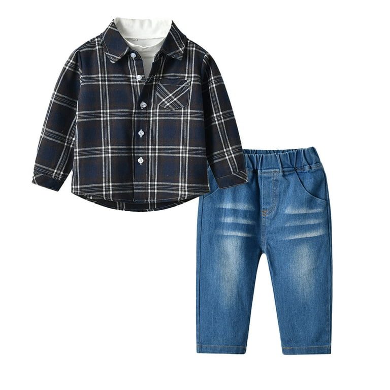 WOLLED Baby Kids Boys Jeans Outfit for Toddler Casual Long Sleeve