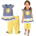 thumbnail image 1 of WOLLED Baby Kids Girls Summer Clothes Toddler Casual Ruffle Clothing Suit Short Sleeve Striped T-Shirt +long Pants,Size 12M-7Y, 1 of 11