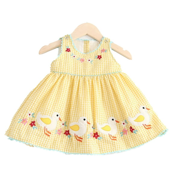 WOLLED Baby Kids Girls Tank Dresses Fashion Embroidery Party Princess Dress Toddler Summer Cotton Sleeveless Casual Dress Sundress for 3m-4 Years