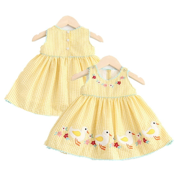 WOLLED Baby Kids Girls Tank Dresses Fashion Embroidery Party Princess Dress Toddler Summer Cotton Sleeveless Casual Dress Sundress for 3m-4 Years