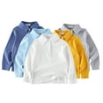 thumbnail image 1 of WOLLED Baby Toddler Boys Long Sleeve Cotton T-Shirt Kids Girls Spring Fall 100% Organic Solid Color Lapel Tees Shirt Top for 1-9 Years Old, 1 of 11
