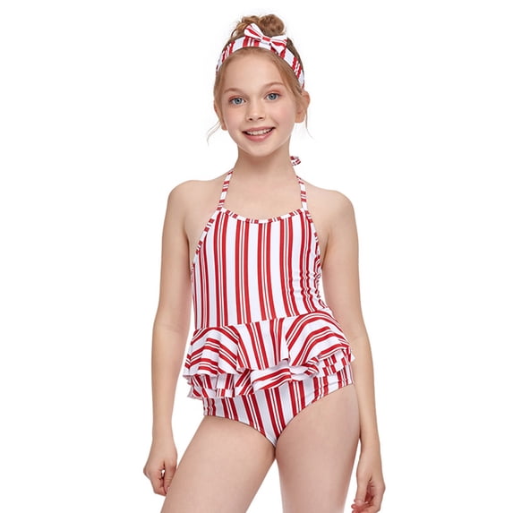 WOLLED Baby Toddler Girls One Piece Swimsuit Kids Stripes Bathing Suit Swimwear Beach Rash Guard Surfing Suit UPF 50+ Protection 2-12T