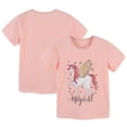 thumbnail image 1 of WOLLED Baby Toddler Short Sleeve T-Shirt for Girls Summer 100% Organic Cotton Tee Shirt Kids Crew Neck Cartoon Tees Shirts,Size 2-8T, 1 of 10