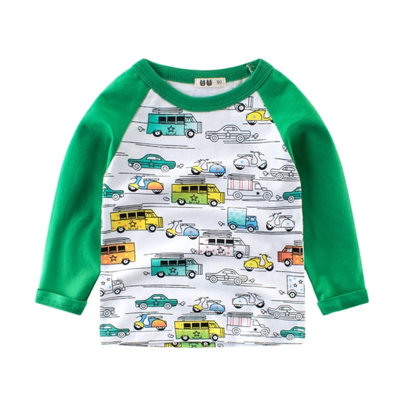 WOLLED Boys Cotton Tees for Toddler Baby Long Sleeve T-Shirt Kids Spring Fall Tops Pullover Tees Cotton Sweatshirt Tees for 1-10Y