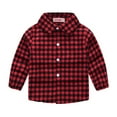 thumbnail image 1 of WOLLED Boys Girls Casual Long Sleeve Plaid Shirt Kids Toddler Button down Lapel T-Shirt Tops Fashion Versatile Tees Tops for 1-6Y, 1 of 10