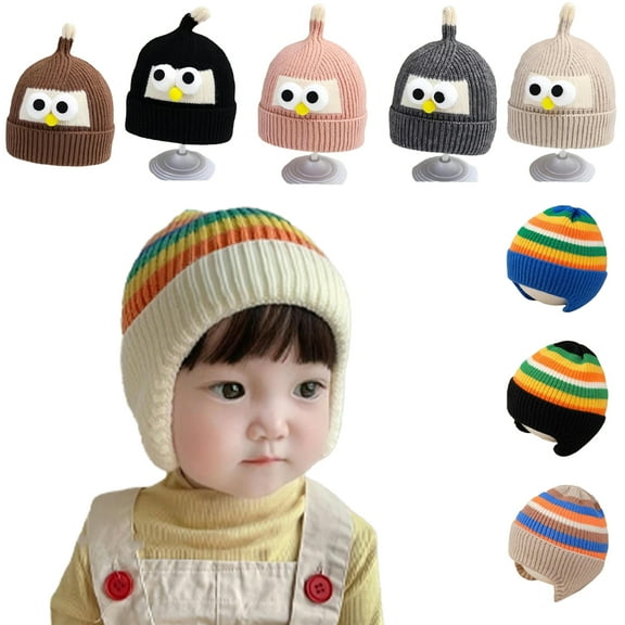 WOLLED Boys Girls Cute Woolen Hat Toddler Newborn Winter Knitted Cap 2M-2Y Kids Thickened Wool Cap