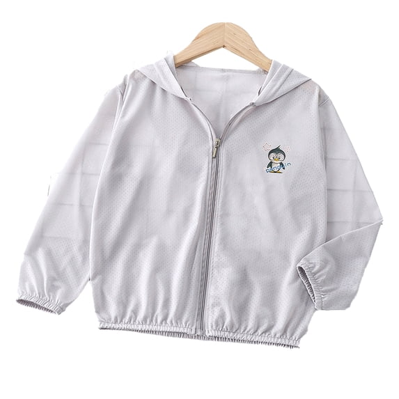 WOLLED Boys Girls Hooded Sun Shirt for Kids Toddler Zipper Tulle Thin Sun Protection Jacket Youth Beach Clothing Lightweight Breathable Versatile Toddler Sun Shirt for 1-10Y