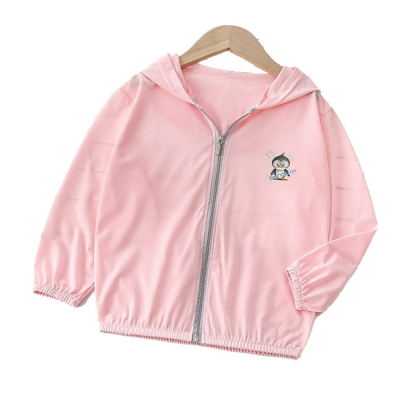 WOLLED Boys Girls Hooded Sun Shirt for Kids Toddler Zipper Tulle Thin Sun Protection Jacket Youth Beach Clothing Lightweight Breathable Versatile Toddler Sun Shirt for 1-10Y