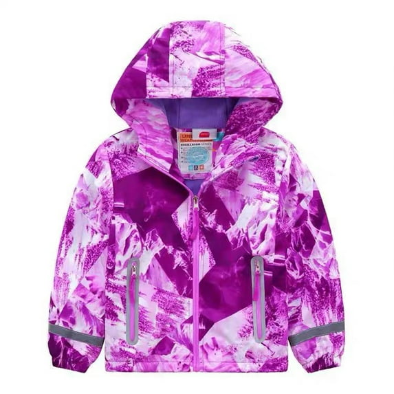 WOLLED Boys Girls Rain Jackets Toddler Waterproof Hooded Raincoats for 3-10 Years Old Fleece & Lining Hooded Windbreaker