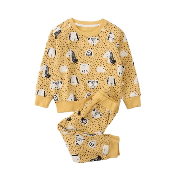 WOLLED Boys Girls Sweatsuit T-Shirt Outfit for Kids 3-8Y Toddler Autumn Sweatshirt Set Youth Round Neck Long-Sleeved Trousers Sweatshirt Outfit