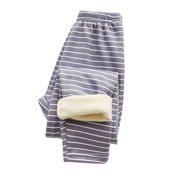 WOLLED Boys Girls Warm Pants Kids Toddler Padded Bottoms Thickening Fall Winter Pants Cotton Wool Pants in Youth Striped Bottoming Sleeping Pants for 2-12Y