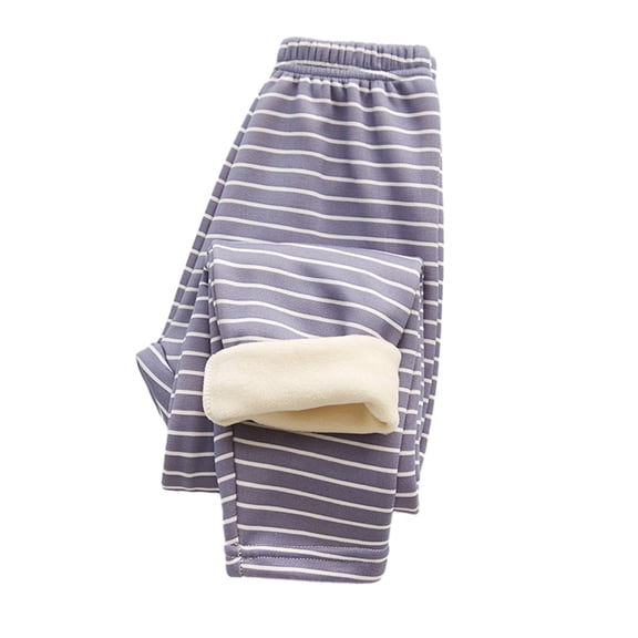 WOLLED Boys Girls Warm Pants Kids Toddler Padded Bottoms Thickening Fall Winter Pants Cotton Wool Pants in Youth Striped Bottoming Sleeping Pants for 2-12Y