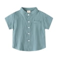 thumbnail image 1 of WOLLED Boys' T-Shirt for Kids Button down Shirt Summer Tees 1-8Y Toddler Streak Prints Lapel T-Shirt Fashions Cotton T-Shirt, 1 of 10