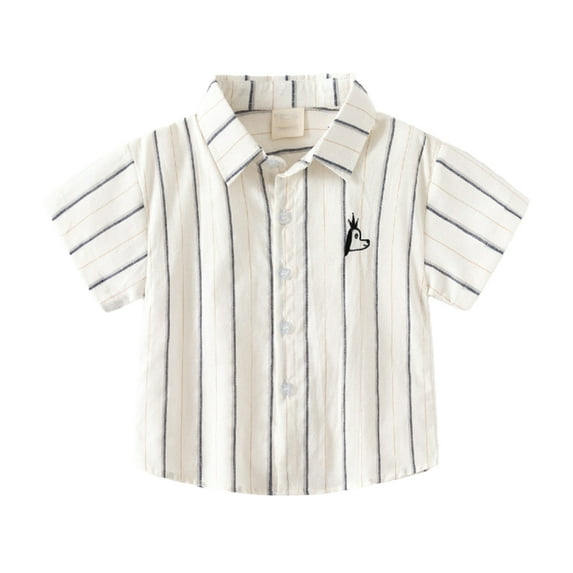 WOLLED Boys' T-Shirt for Kids Button down Shirt Summer Tees 1-8Y Toddler Streak Prints Lapel T-Shirt Fashions Cotton T-Shirt