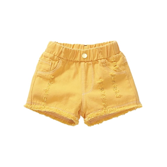 WOLLED Denim Shorts for Girls Boys Toddler Kids Summer Solid Color Jeans Shorts Kids Casual Sweat Pants for 3-11Y