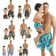 WOLLED Family Matching Swimsuit Father and Son Floral Print Beachwear Pants Daddy and Me Swimming Elastic Shorts