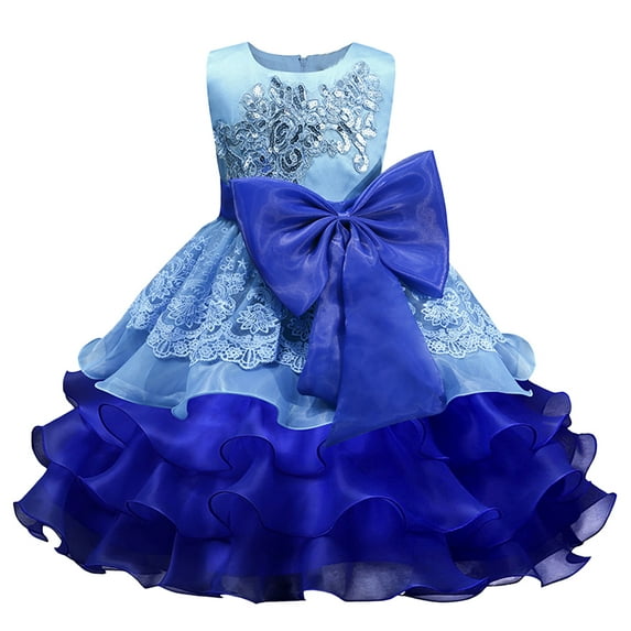 LYMAYTER Girls Sleeveless Party Dresses Kids Baby Bowtie Tutu Birthday Outfit Dress Toddler Princess Wedding Evening Gown for 3-8 T