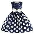 thumbnail image 1 of WOLLED Flower Girl Princess Dresses Kids Baby Summer Sleeveless Polka Dot Party Gown Toddler Bowtie Birthday Dress for 2-8 Years, 1 of 9