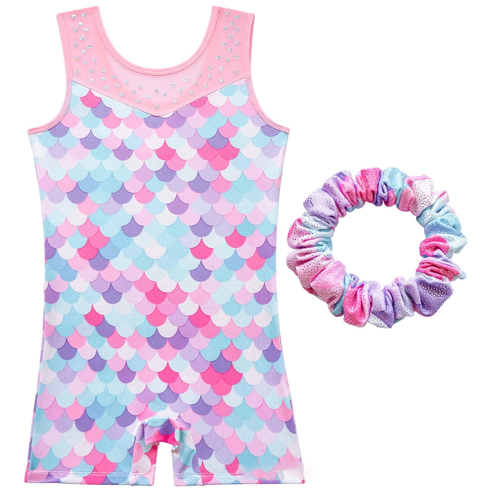 WOLLED Girls Gymnastics Leotards + Hairband 2 PCS Set Kids One Piece