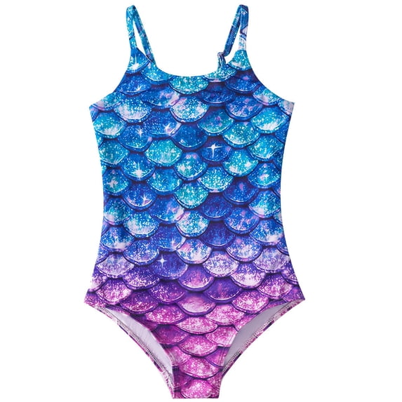 WOLLED Girls One Piece Swimsuits Spa Halter Bathing Suit for Kids Toddler,Sequine Beach Bathing Suit Onesies Swimwear for 4-12 Years