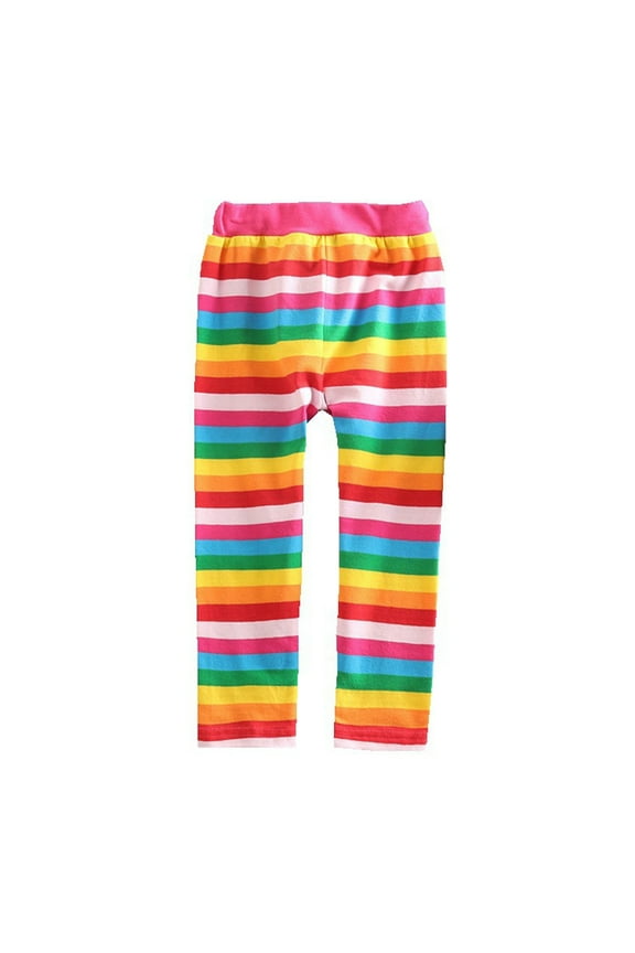 Girls' Rainbow Stripe Bottoms 2-8Y Kids Baby Cotton Pants Toddler Casual Versatile Tights Leggings