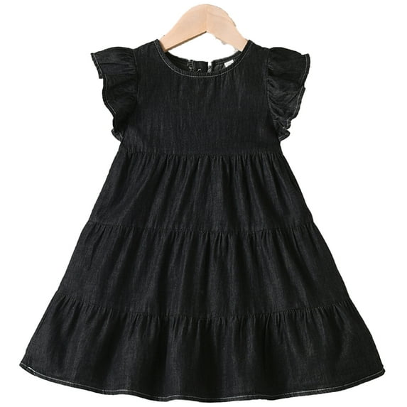 WOLLED Girls Toddler Ruffle Sleeveless Dress Kids Summer Cotton Princess Dress Elegant Loose Skirt for 2-9 Y