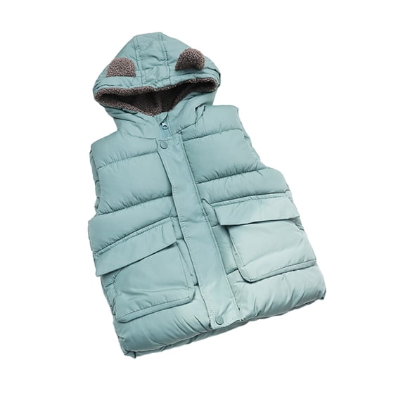 WOLLED Hooded Sleeveless Jacket Vest for Boys Girls Kids Toddler Lightweight Vest Outerwear 1-6Y Baby Winter Solid Color Thickened Jacket Coats