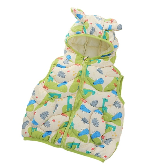 WOLLED Hooded Sleeveless Jacket Vest for Boys Girls Kids Toddler Lightweight Vest Outerwear 1-6Y Baby Winter Solid Color Thickened Jacket Coats