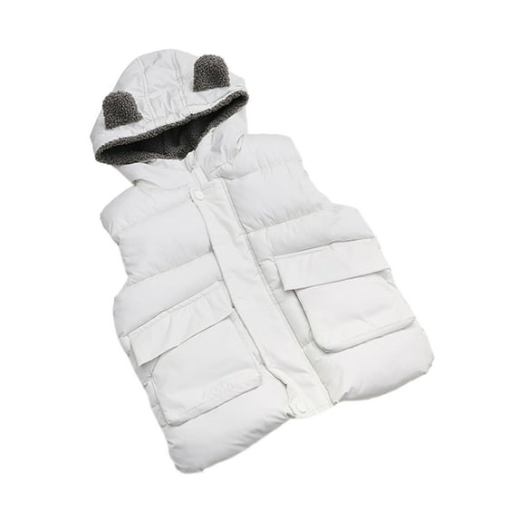 WOLLED Hooded Sleeveless Jacket Vest for Boys Girls Kids Toddler Lightweight Vest Outerwear 1-6Y Baby Winter Solid Color Thickened Jacket Coats