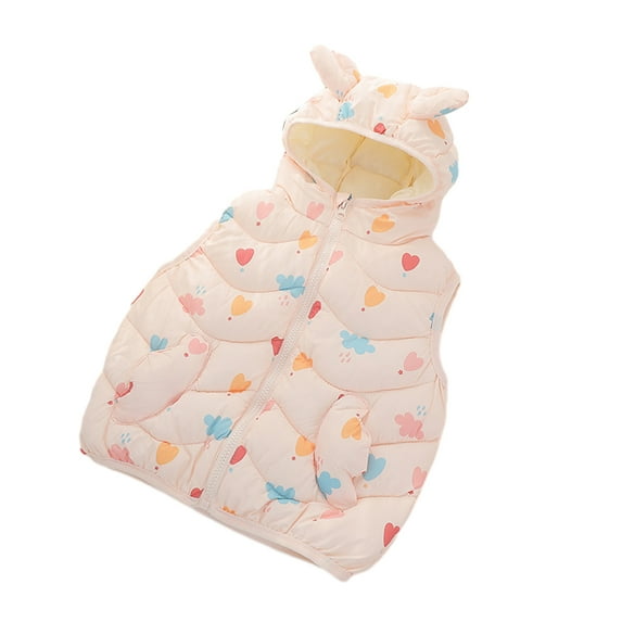 WOLLED Hooded Sleeveless Jacket Vest for Boys Girls Kids Toddler Lightweight Vest Outerwear 1-6Y Baby Winter Solid Color Thickened Jacket Coats