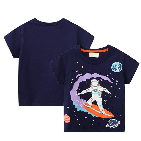 WOLLED Kids Baby Boys Cotton T-Shirt Toddler Printed Short Sleeve Tees Shirt for 2-7 Years