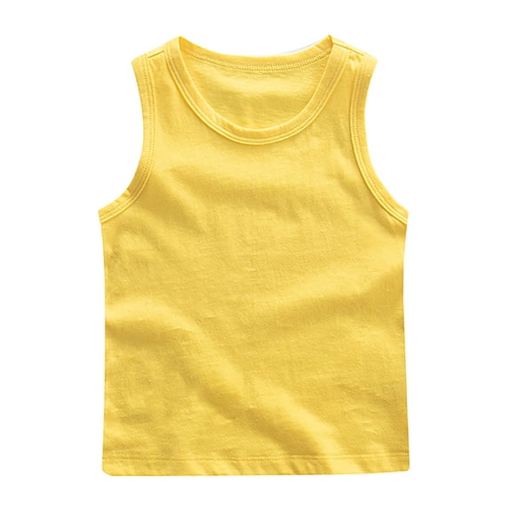 WOLLED Kids Baby Boys Cotton Tank T-Shirt Toddler Solid Color Sleeveless Tees Shirt for 1-12 Years