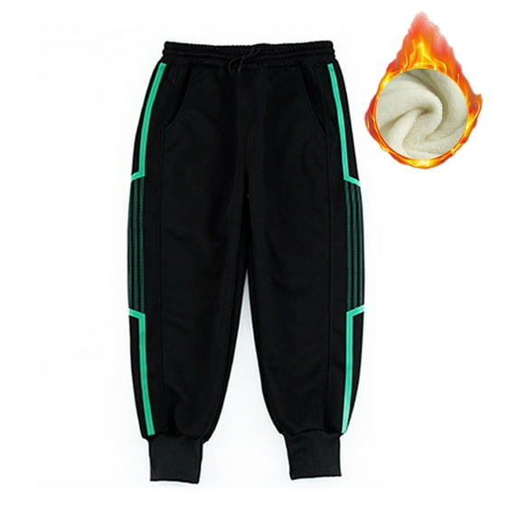 WOLLED Kids Baby Boys Fleece Jogger Pants Youth Solid Colour Casual Long Trousers Toddler Fall Winter Warm Pants for 4-14 Years