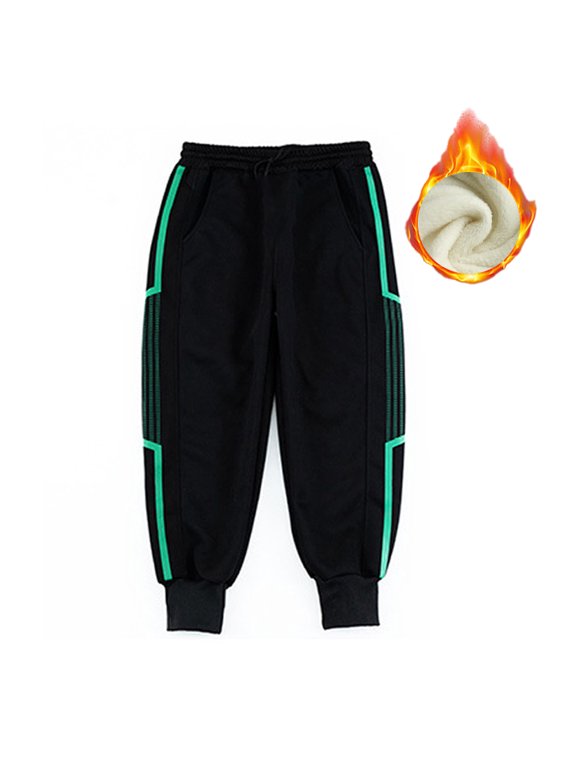 Kids Baby Boys Fleece Jogger Pants Youth Solid Colour Casual Long Trousers Toddler Fall Winter Warm Pants for 4-14 Years