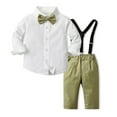 thumbnail image 1 of WOLLED Kids Baby Boys Formal Gown Outfits Toddler Solid Color Shirt Tops with Bowtie and Long Pants Set for 6 M-12 Years, 1 of 7