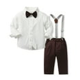 thumbnail image 1 of WOLLED Kids Baby Boys Formal Gown Outfits Toddler Solid Color Shirt Tops with Bowtie and Long Pants Set for 6 M-12 Years, 1 of 9