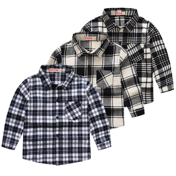 WOLLED Kids Baby Boys Girls Button down Shirt Tops Toddler Buffalo Plaid T-Shirt 1-12Y Teen Western Shirts Long Sleeve Tees