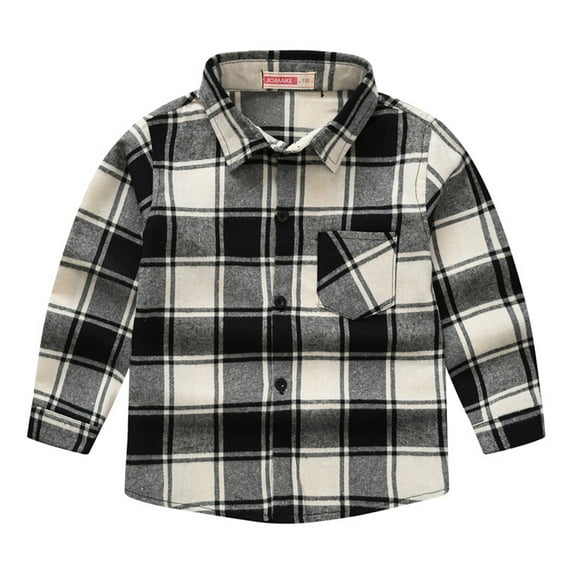 WOLLED Kids Baby Boys Girls Button down Shirt Tops Toddler Buffalo Plaid T-Shirt 1-12Y Teen Western Shirts Long Sleeve Tees