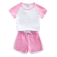 thumbnail image 1 of WOLLED Kids Baby Boys Girls Jogging T-Shirt Outfit 2PCS Toddler Cotton Solid Color Short Sleeve Tees Tops and Shorts Set for 3-9 T, 1 of 8
