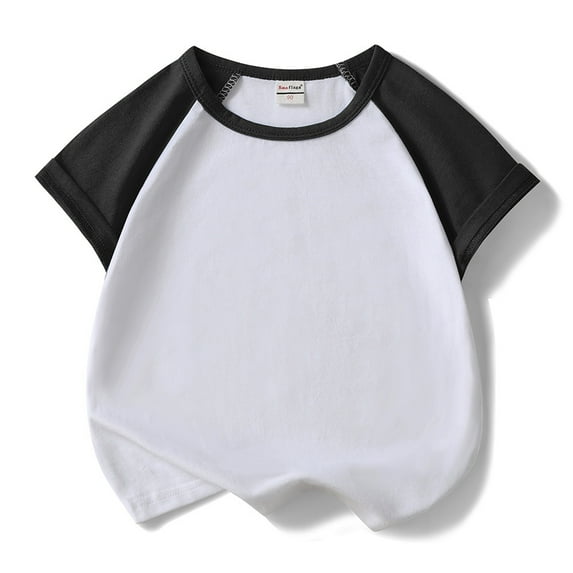WOLLED Kids Baby Boys Girls Jogging T-Shirt Toddler Cotton Solid Color Short Sleeve Casual Tees Shirt for 3-9 T