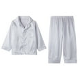 thumbnail image 1 of WOLLED Kids Baby Boys Girls Silk Pajama Set Button down Stain Long Sleeve Sleepwear Tops 2PCS Outfit Toddler V-Neck Jammies Loungewear for 1-10 Years, 1 of 9