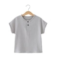 thumbnail image 1 of WOLLED Kids Baby Boys Linen T-Shirt Toddler Short Sleeve Tees Tops Summer Soft Shirt for 1M-7 Years, 1 of 9