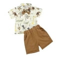 thumbnail image 1 of WOLLED Kids Baby Boys Short Sleeve Shirt Outfit 2PCS Toddler Cute Printed Shirt Tops+ Casual Shorts Set for 18 Months -5 Years, 1 of 8