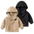 thumbnail image 1 of WOLLED Kids Baby Boys Spring Fall Jackets Toddler Hooded Trench Coat Boys Solid Colour Outerwear for 1-7 T, 1 of 9
