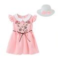 thumbnail image 1 of WOLLED Kids Baby Girl Cotton Dresses Toddler Short Sleeve Party Dress for 1-6t Summer Doll Collar Embroidered Dress and Hat 2PCS, 1 of 9