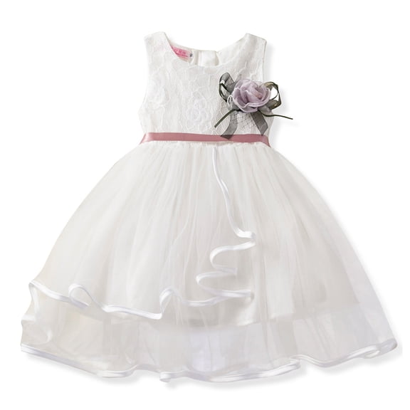 WOLLED Kids Baby Girls Crewneck Dresses Toddler Floral Party Princess Dresses Summer Lace Sleeveless Sundress Dresses for 1-6 Years