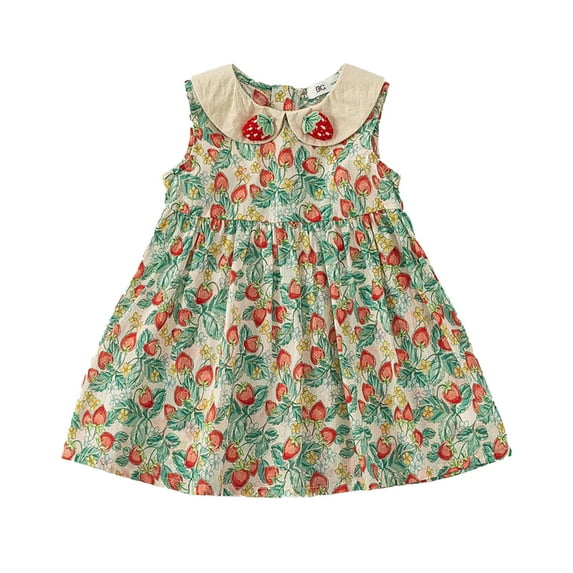 WOLLED Kids Baby Girls Cute Dresses Toddler Sweet Sleeveless Princess Dress Summer Soft Cotton Sundress Dress for 12m-8 Years