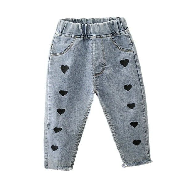 WOLLED Kids Baby Girls Jeans Toddler Stretch Straight Denim Pants Leisure Denim Pants Trousers for 1-5T