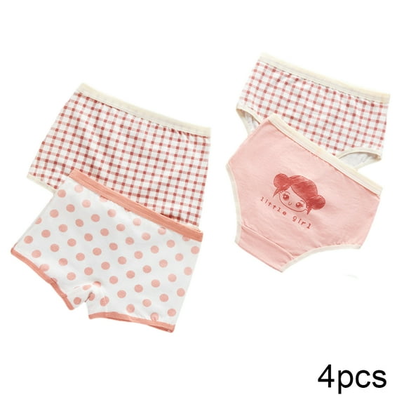 WOLLED Kids Baby Girls Panties Underwear 4PCS Four Seasons Soft Triangle Boxer Briefs Toddler Cotton Stretch Four Corners Shorts for 1-10 Years