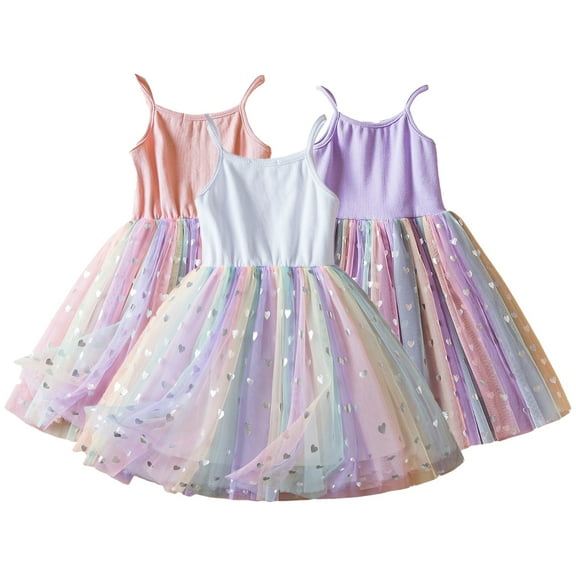 WOLLED Kids Baby Girls Princess Dresses Toddler Halter Tulle Party Gown Girls Summer Fashion Tutu Dress for 1-12 Years